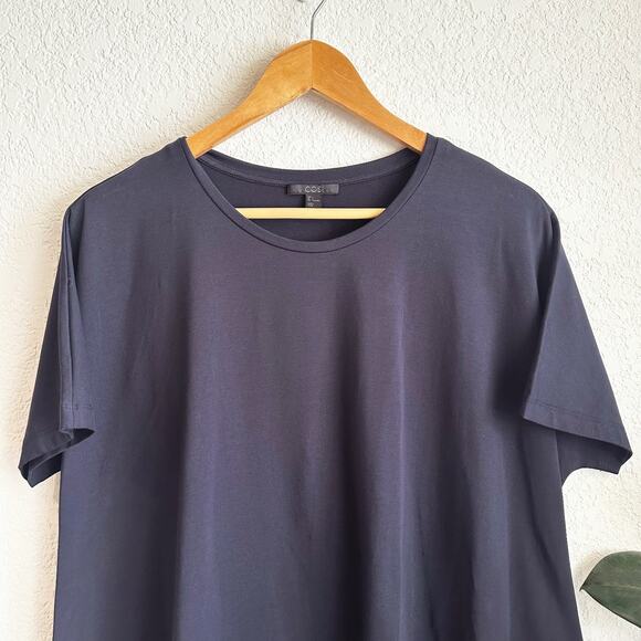COS Midi Trapeze/Tent Dress Large Minimalist Modern Capsule Oversized Navy Swing - Picture 2 of 8